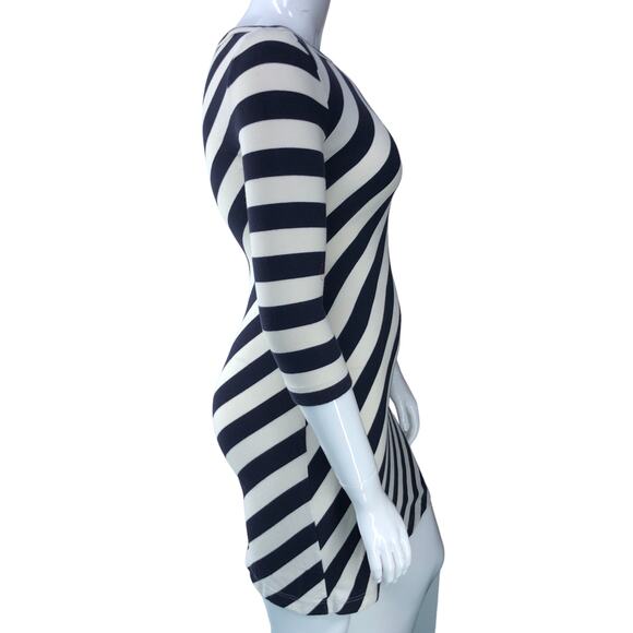 Tory Burch Womens Size M Noisetta Diagonal Stripe Stretch Dress Round Neck - Picture 10 of 16